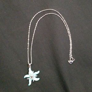 Teal and silver starfish necklace